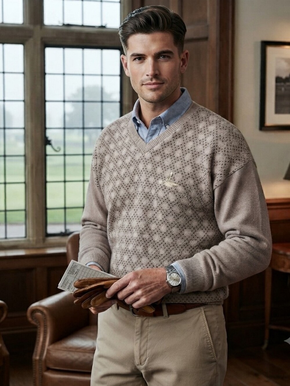British Open Golf L 90s Old Money Eclectic Grandpa Preppy Cabincore Knit Sweater